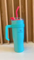 Copo Térmico Virgínia em Aço Inoxidável com Alça, Tampa e Canudo - 1200ml