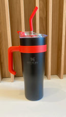 Copo Térmico Virgínia em Aço Inoxidável com Alça, Tampa e Canudo - 1200ml